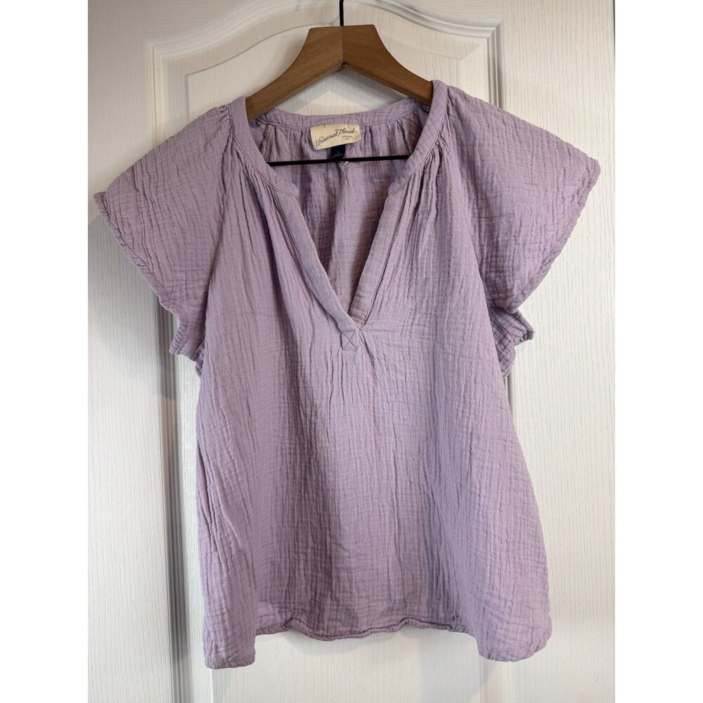 Universal Thread Lavender Gauze Top Women's Small Flutter Sleeve Cotton Boho